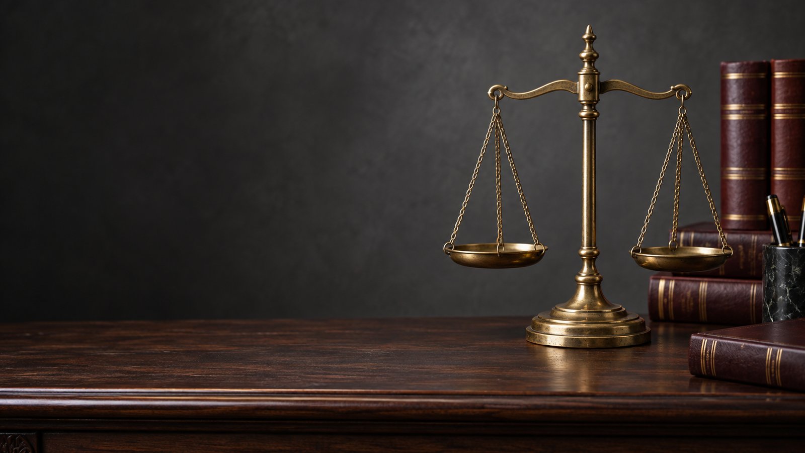Illustrative scales of justice and law books